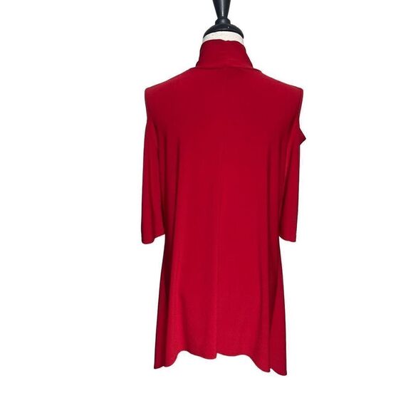 Clara Sunwoo Cold Shoulder Asymmetrical Turtleneck Red Tunic Small - Picture 2 of 4